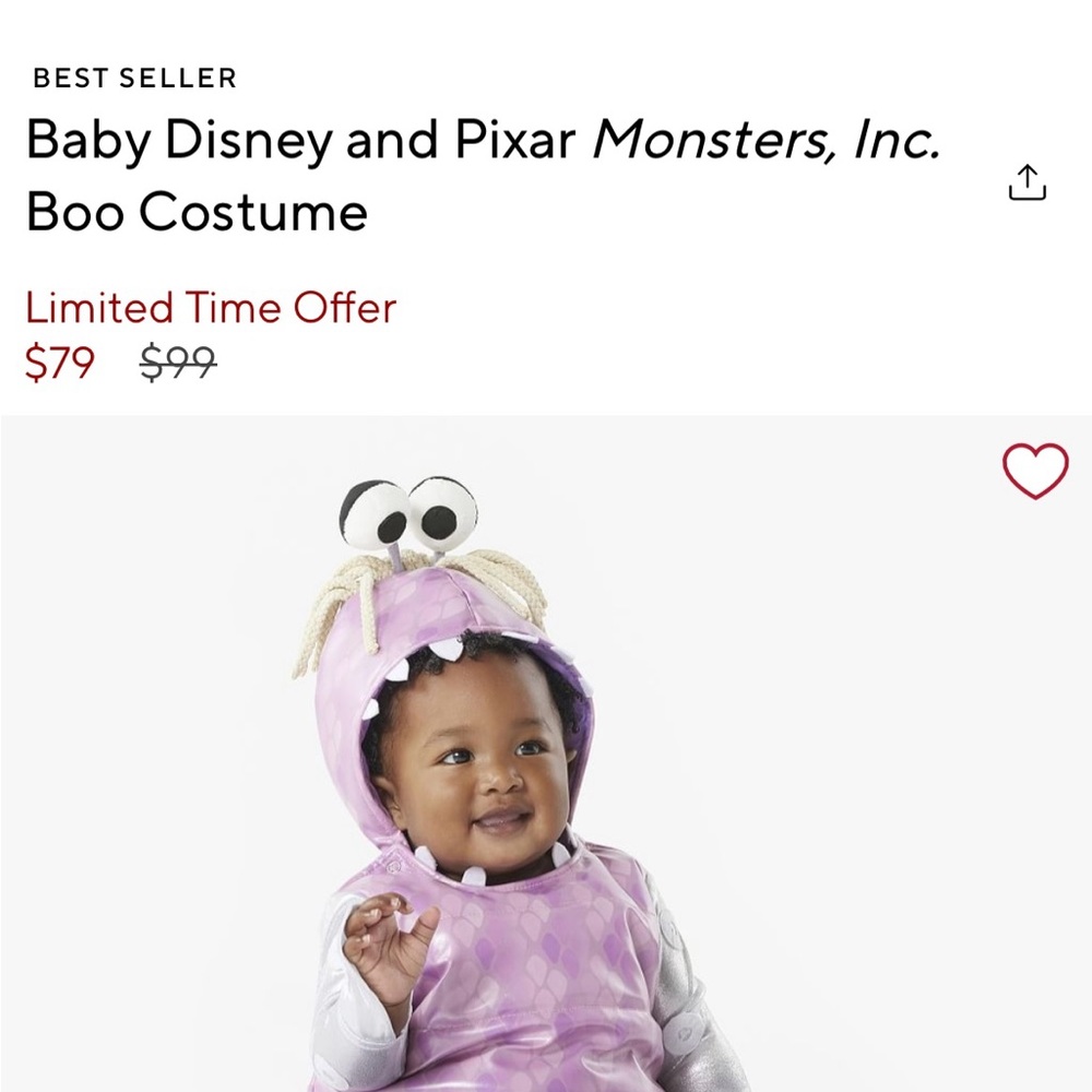 Pottery Barn Monsters, Inc. Boo Costume - Purple